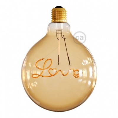Lampadina per sospensione Dorata LED Globo G125 Filamento Singolo “Love” 5W E27 Decorativa Vintage 2000K