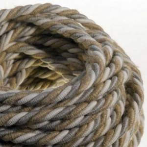 Corde XL, câble électrique 3x0,75. Revêtement en jute, coton et lin naturel Country. Diamètre 16mm.