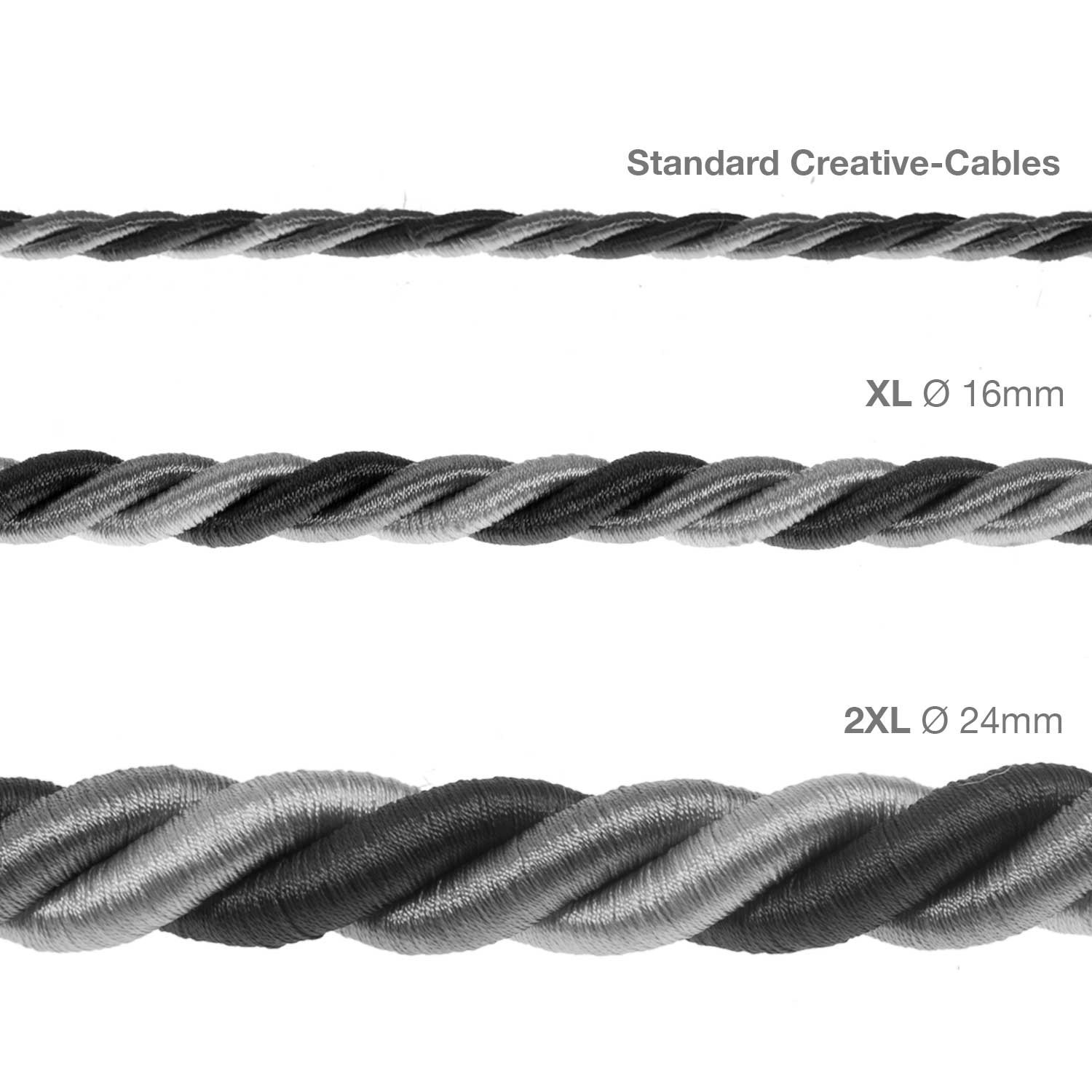Corde XL, câble électrique 3x0,75. Revêtement en tissu lucide Orleans. Diamètre 16mm.
