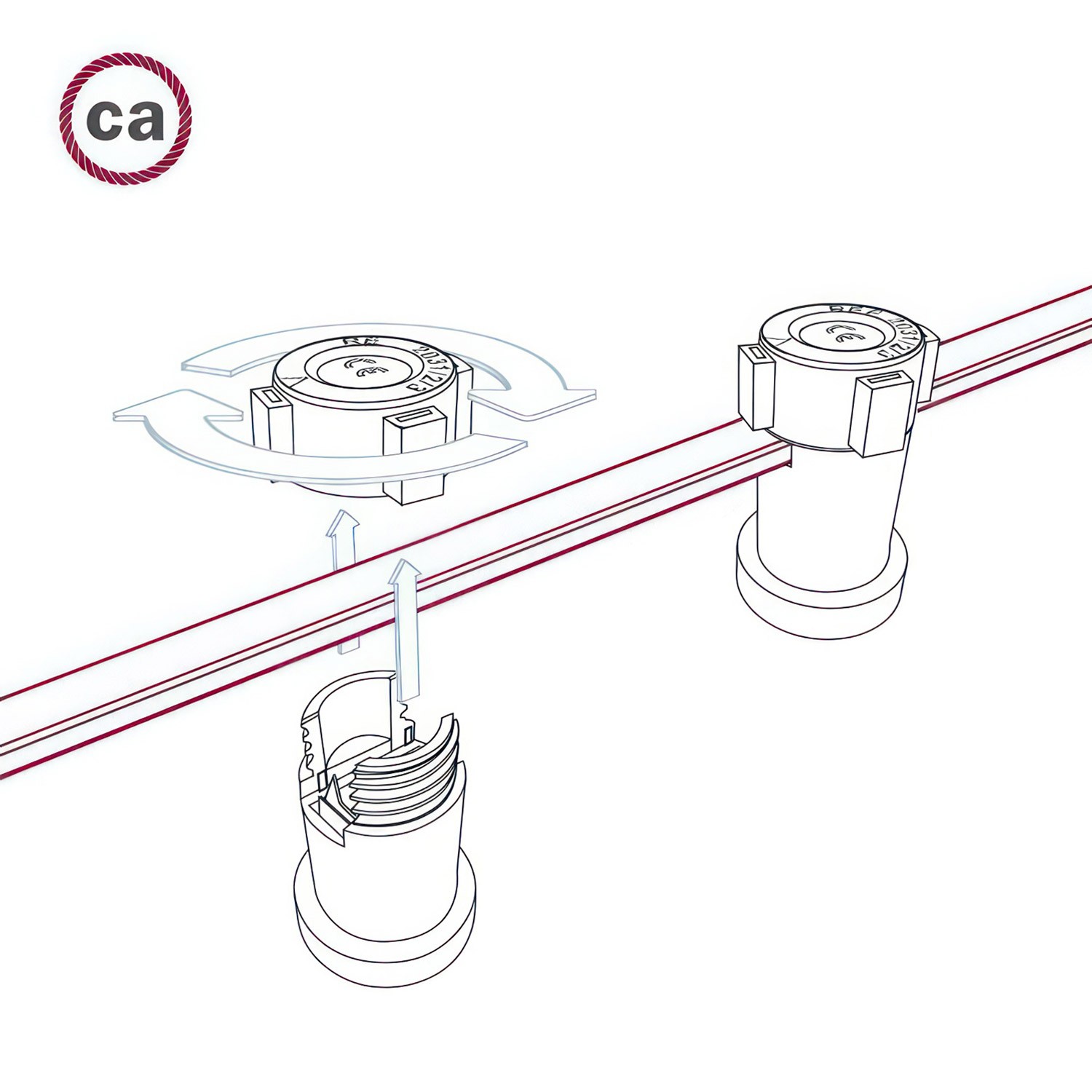 Cavo elettrico per catenaria rivestito in tessuto Rosso CM09 - UV resistant