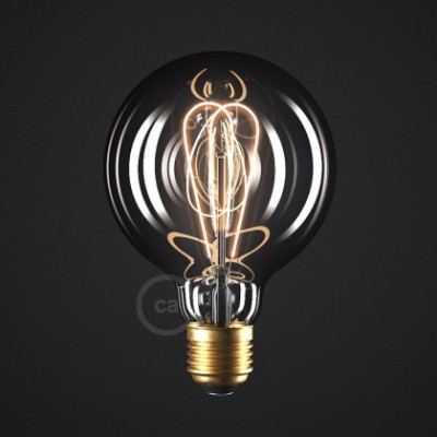 LED Lampe Smoky Globo G95 Curved Doppelspirale Filament 5W E27 dimmbar 2000K
