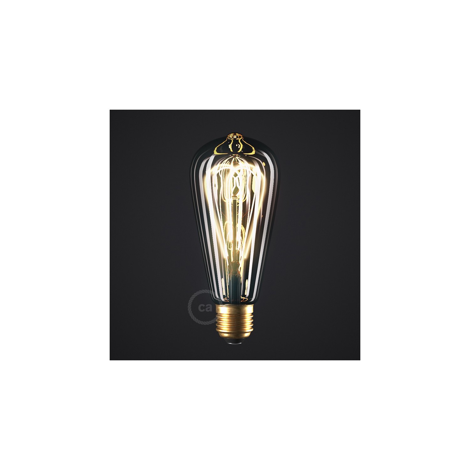 LED Lampe Smoky Edison ST64 Curved Doppelspirale Filament 5W E27 dimmbar 1800K