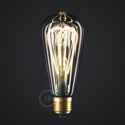 Ampoule Smoky LED Edison ST64 Filament Courbe à Double Loop 5W E27 Dimmable 1800K