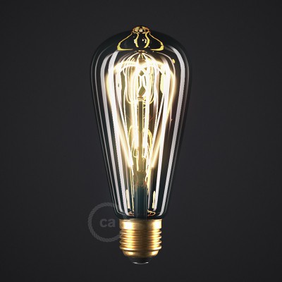 LED Lampe Smoky Edison ST64 Curved Doppelspirale Filament 5W E27 dimmbar 1800K