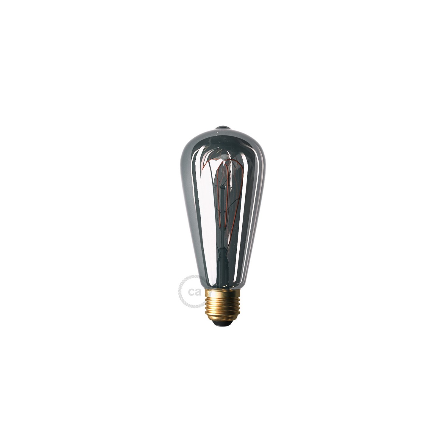 Lampadina Smoky LED Edison ST64 Filamento Curvo a Doppio Loop 5W E27 Dimmerabile 1800K