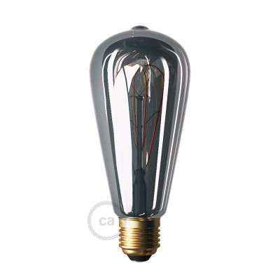 LED Lampe Smoky Edison ST64 Curved Doppelspirale Filament 5W E27 dimmbar 1800K