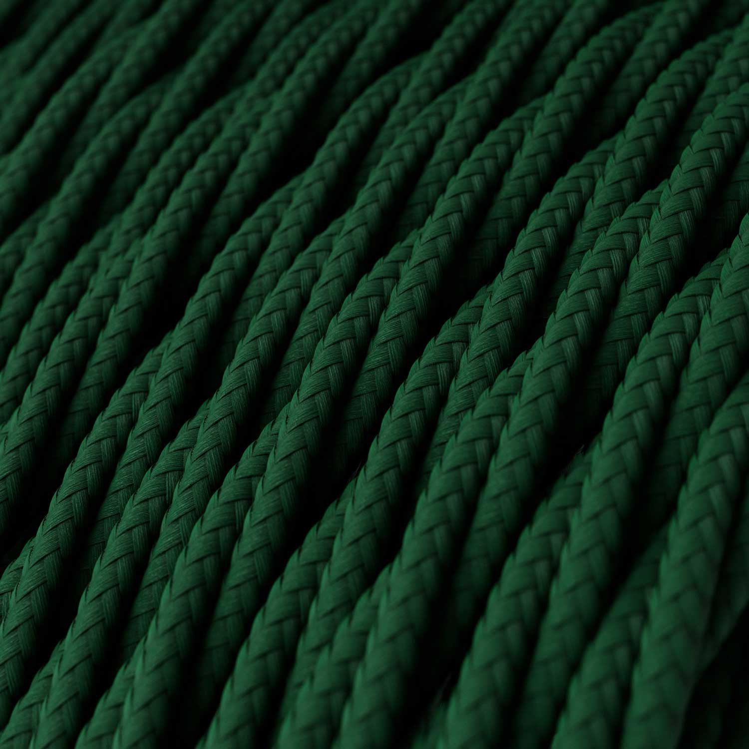 Elektrisches Kabel geflochten überzogen mit Textil-Seideneffekt Einfarbig Tannengrün TM21