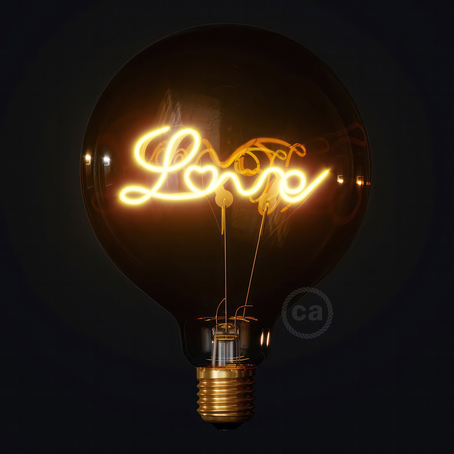 Lampadina per base Dorata LED Globo G125 Filamento Singolo “Love” 5W E27 Decorativa Vintage 2000K