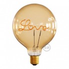 Lampadina per base Dorata LED Globo G125 Filamento Singolo “Love” 5W E27 Decorativa Vintage 2000K
