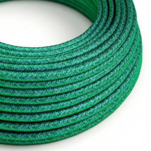Elektrisches Kabel rund überzogen mit Seideneffekt Smaragd Dunkelgrün RM33