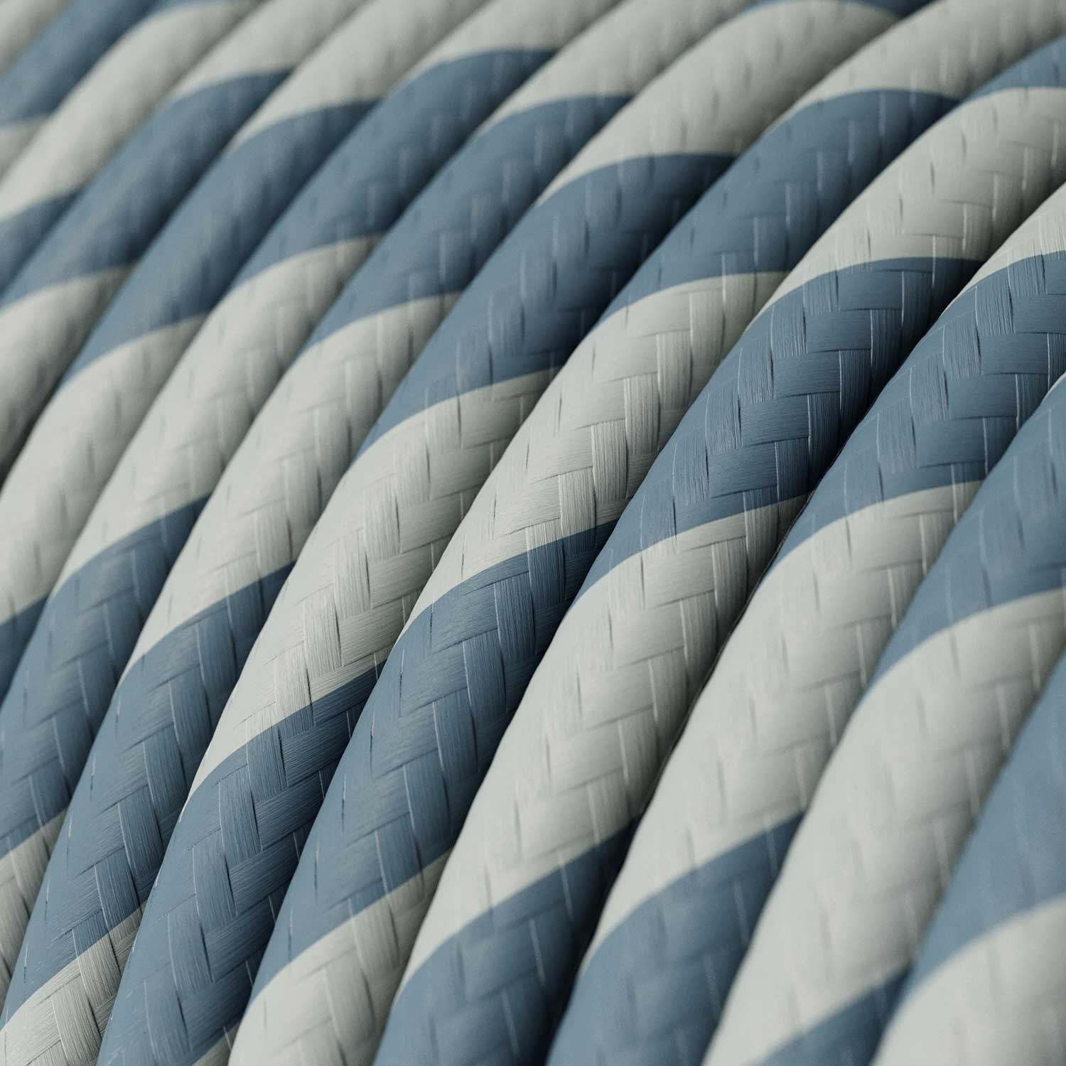 Rundes, Vertigo-Textilkabel mit HD Effekt mit blau-hellblauen Streifen ERM40