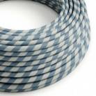 Rundes, Vertigo-Textilkabel mit HD Effekt mit blau-hellblauen Streifen ERM40