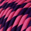 Rundes, Vertigo-Textilkabel mit HD Effekt mit pink-lila Streifen ERM41