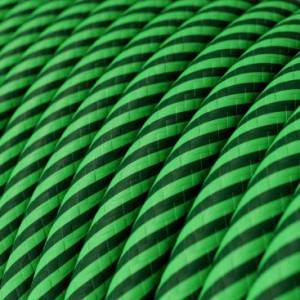 Rundes, Vertigo-Textilkabel mit HD Effekt in kiwifarbenem und dunkelgrünem Stoff ERM48