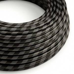 Rundes, Vertigo-Textilkabel mit HD Effekt mit breiten Streifen in Graphit und Schwarz ERM54