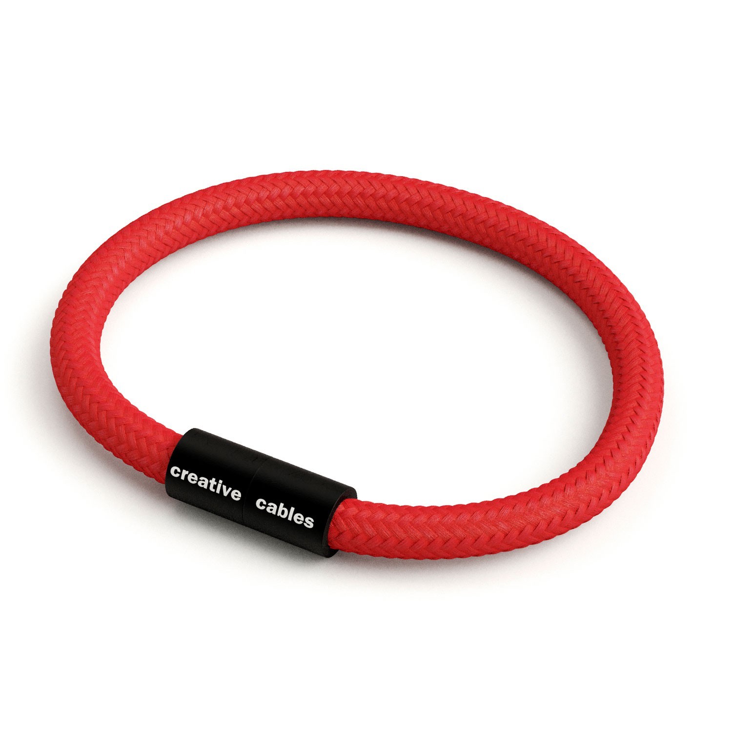 Bracelet avec fermoir magnétique noir mat et câble RM09 (effet soie Rouge)
