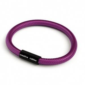 Bracelet avec fermoir magnétique noir mat et câble RM35 (effet soie tissu uni UltraViolet)