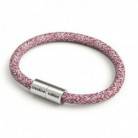 Bracelet avec fermoir magnétique argent mat et câble RS83 (Tweed Bordeaux, Rouge, Lin Naturel et Finition Paillettes)