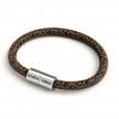 Bracelet avec fermoir magnétique argent mat et câble RN04 (Lin Naturel Marron)