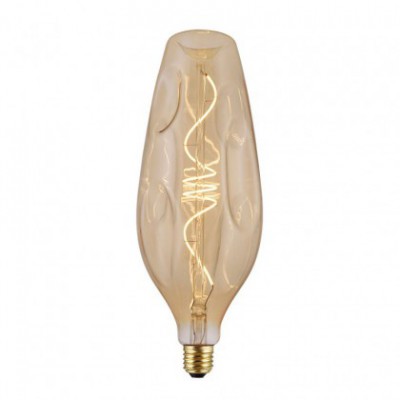 Ampoule LED Bouteille Cabossée Dorée - Filament Spiral 5W E27 Dimmable 1800K
