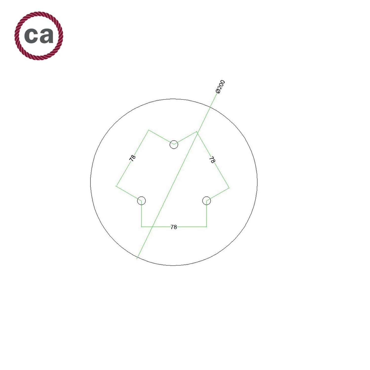 Rosace Rose-One rond de 200 mm de diamètre avec 3 trous et 4 trous latéraux