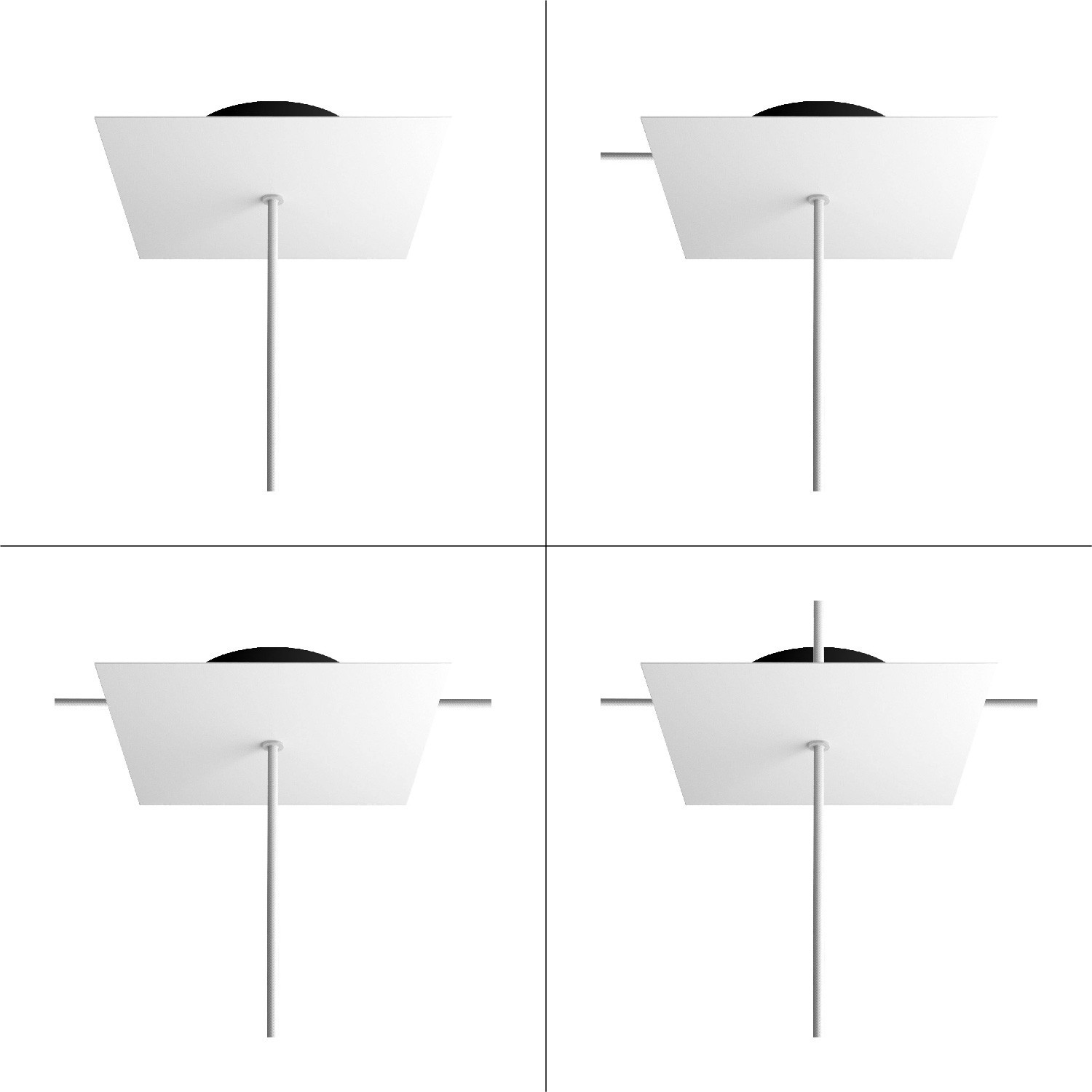 Quadratisches 1-Loch und 4 Seitenlöchern Lampenbaldachin, Rose-One-Abdeckung, 200 mm