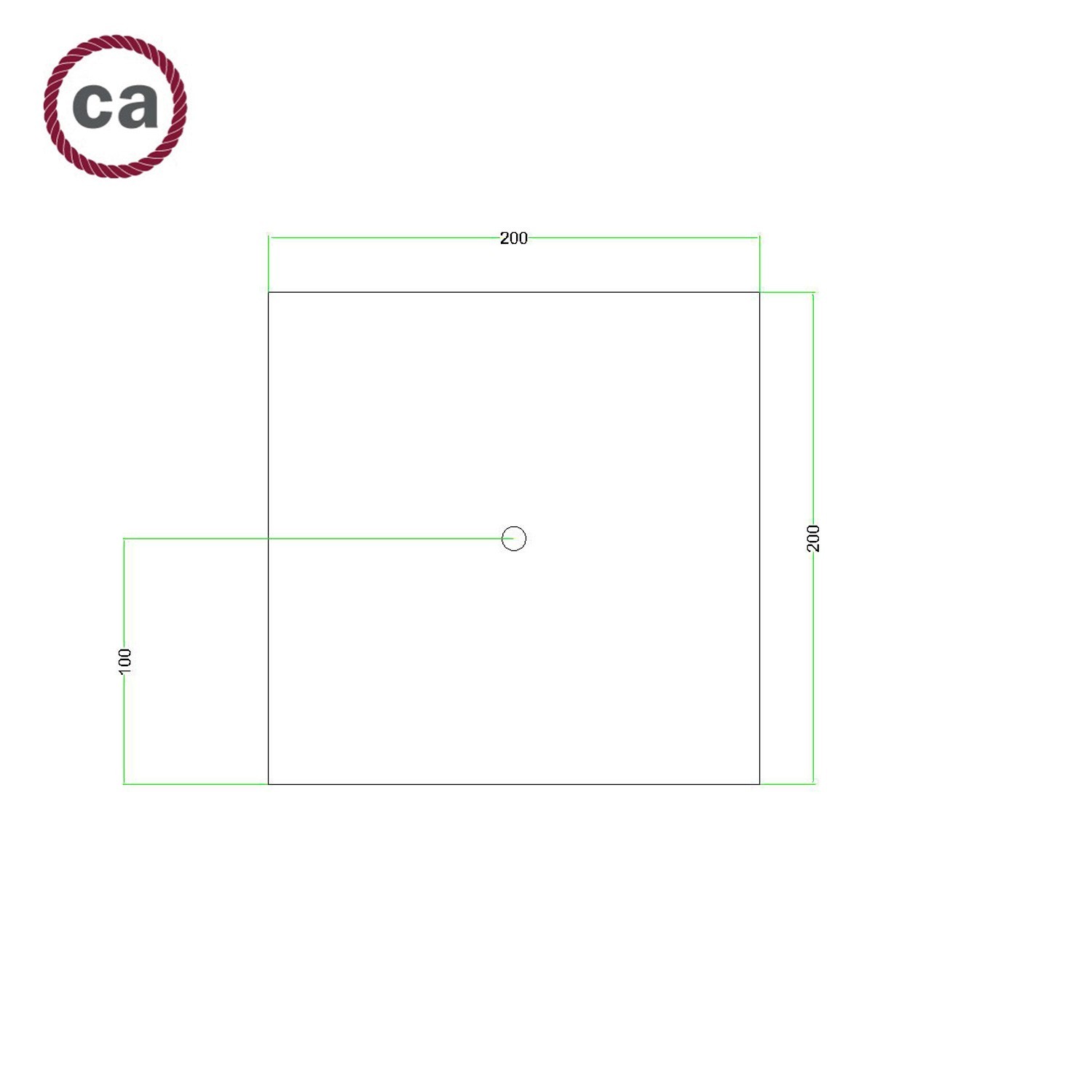 Quadratisches 1-Loch und 4 Seitenlöchern Lampenbaldachin, Rose-One-Abdeckung, 200 mm