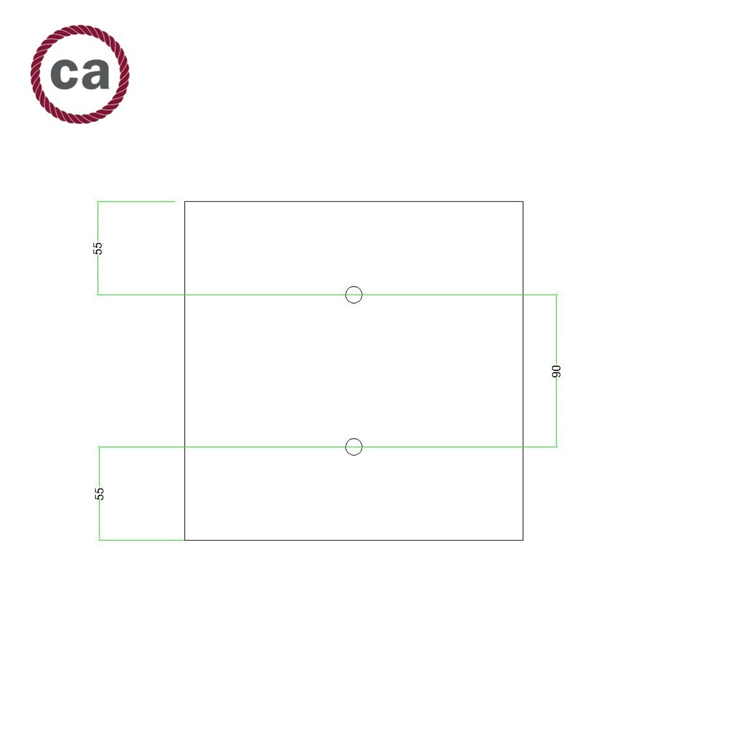 Quadratisches 2-Loch und 4 Seitenlöchern Lampenbaldachin, Rose-One-Abdeckung, 200 mm