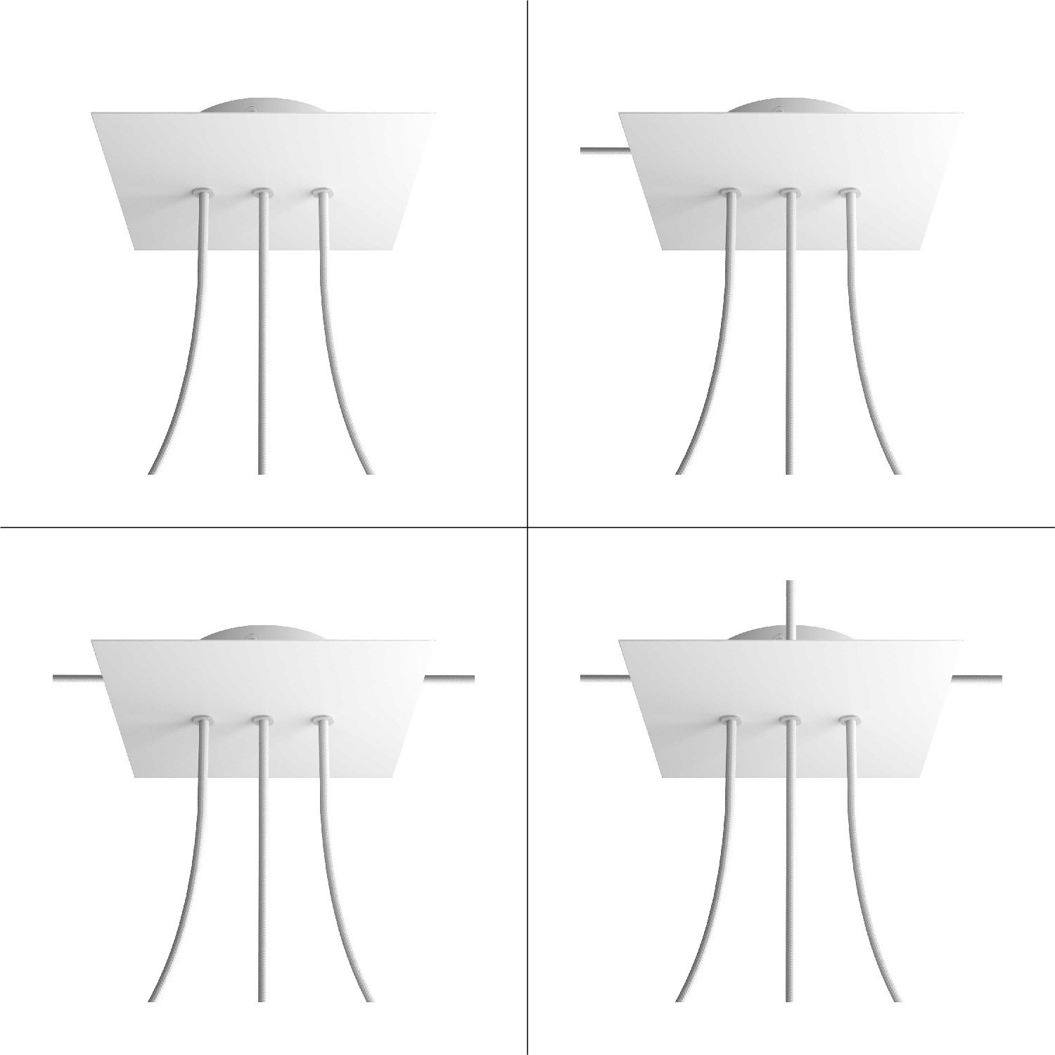 Quadratisches 3 Inline-Löcher und 4 Seitenlöchern Lampenbaldachin, Rose-One-Abdeckung, 200 mm