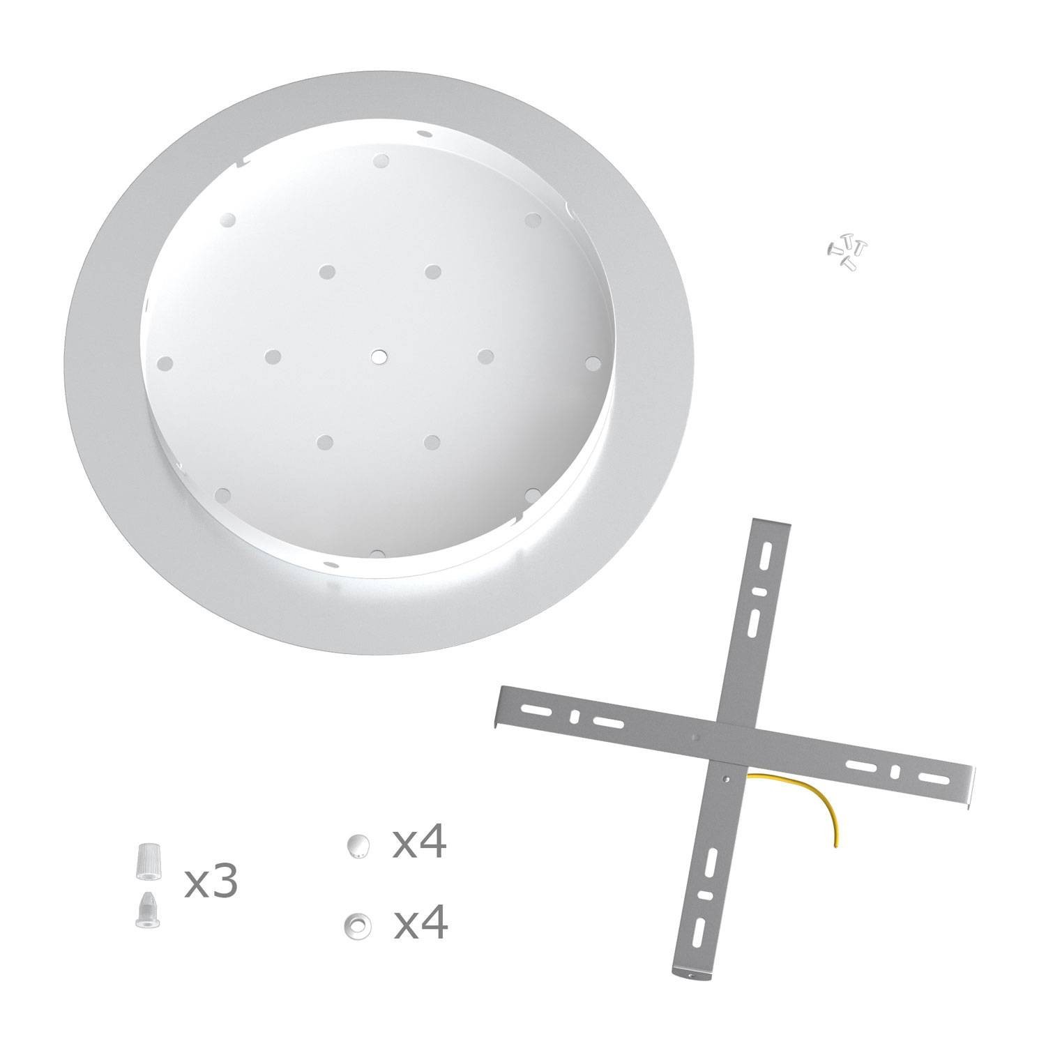 Rosace XXL Rose-One rond de 400 mm de diamètre avec 3 trous et 4 trous latéraux