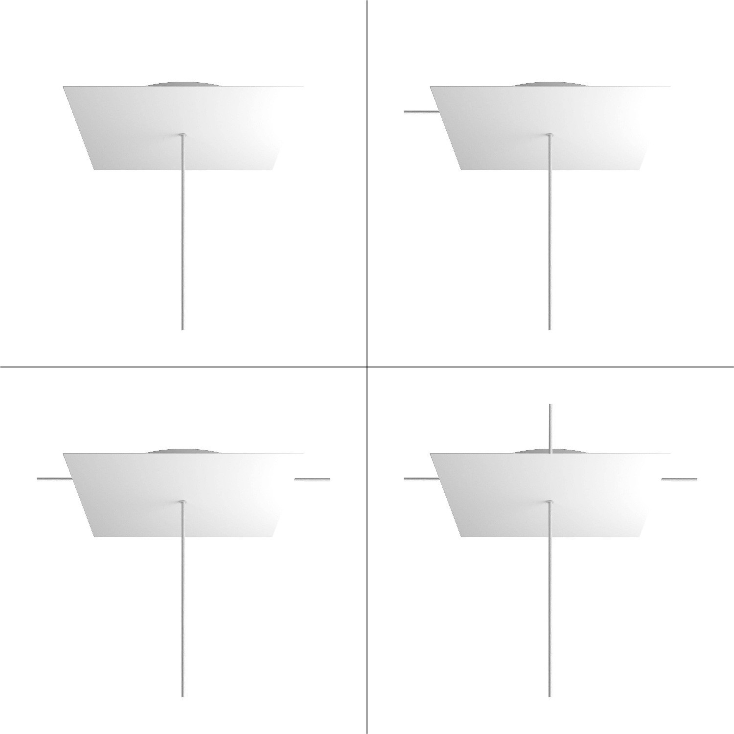 Quadratisches XXL 1-Loch und 4 Seitenlöchern Lampenbaldachin, Rose-One-Abdeckung, 400 mm