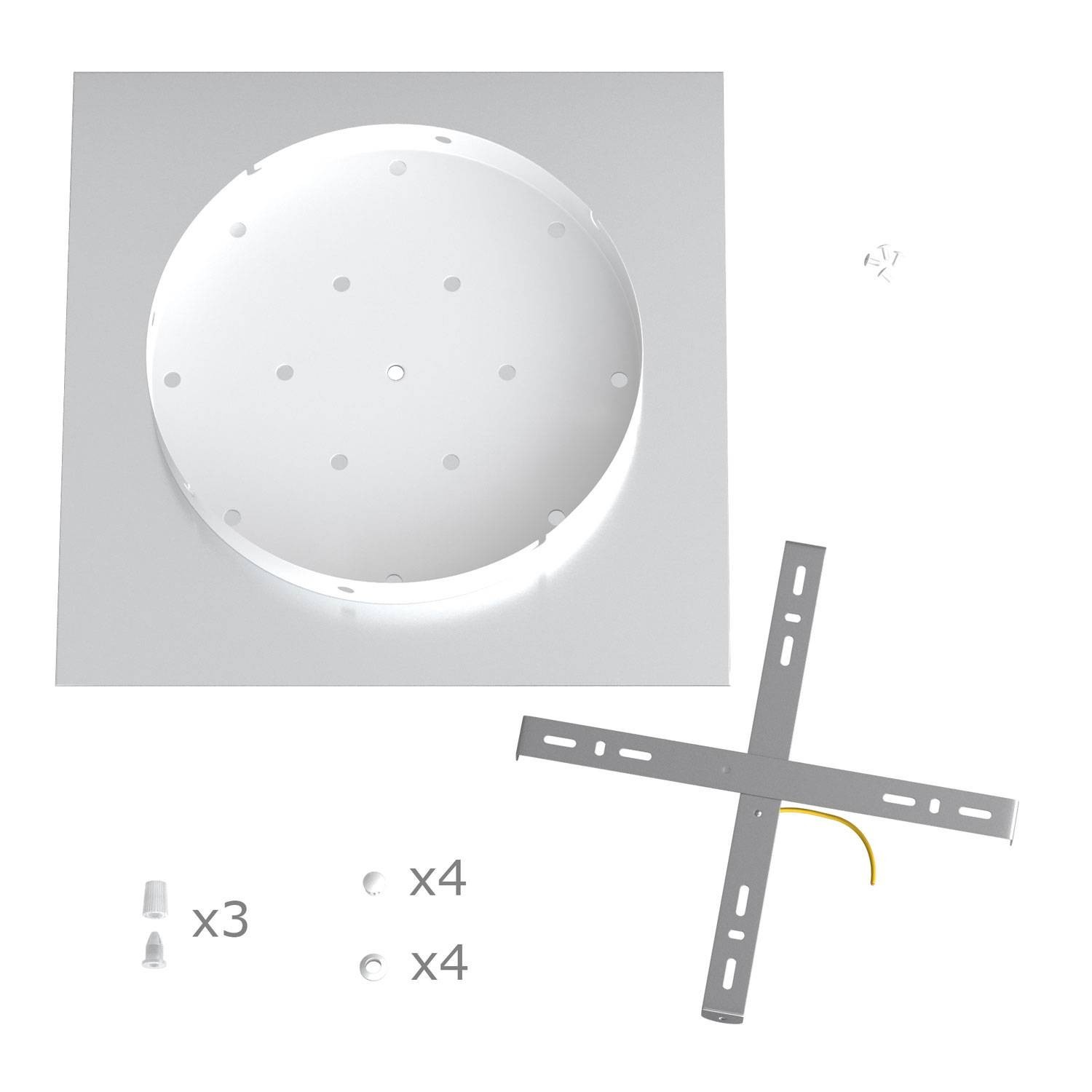 Quadratisches XXL 3 Inline-Löcher und 4 Seitenlöchern Lampenbaldachin, Rose-One-Abdeckung, 400 mm