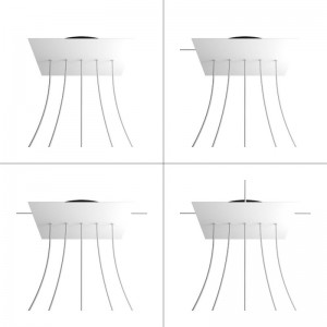 Quadratisches XXL 5 Inline-Löcher und 4 Seitenlöchern Lampenbaldachin, Rose-One-Abdeckung, 400 mm