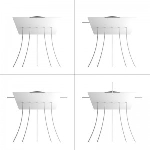 Rosace XXL Rose-One carré de 400 mm avec 5 trous alignés et 4 trous latéraux