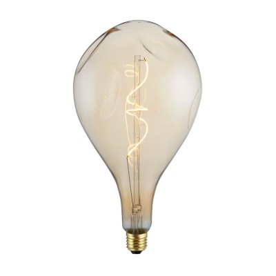 Ampoule XXL LED Poire A165 Cabossée Dorée filament à spirale 5W E27 Dimmable 1800K