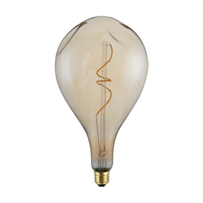 Ampoule XXL LED Poire A165 Cabossée Dorée filament à spirale 5W E27 Dimmable 1800K