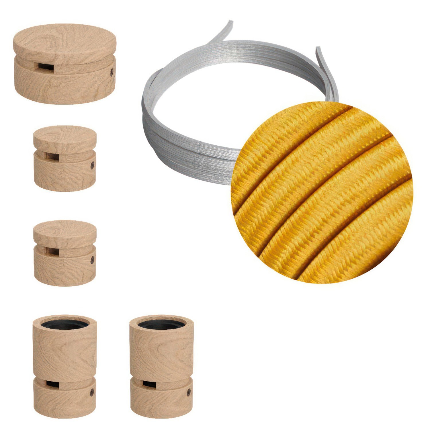 Sistema Filé Wiggle Kit - con cavo di 3 m per catenaria e 5 componenti in legno per interni
