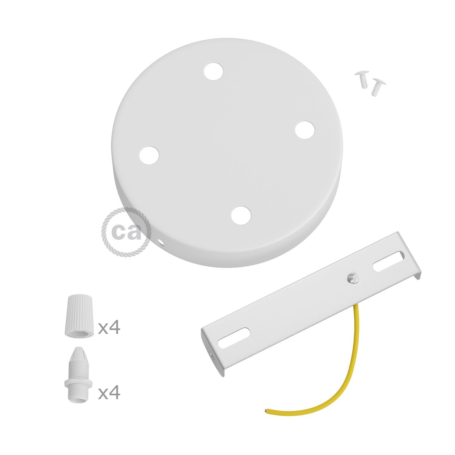 Kit rosace métallique cylindrique à 4 trous