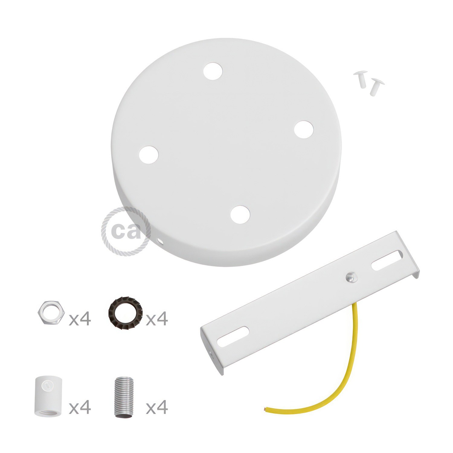 Kit rosace métallique cylindrique à 4 trous