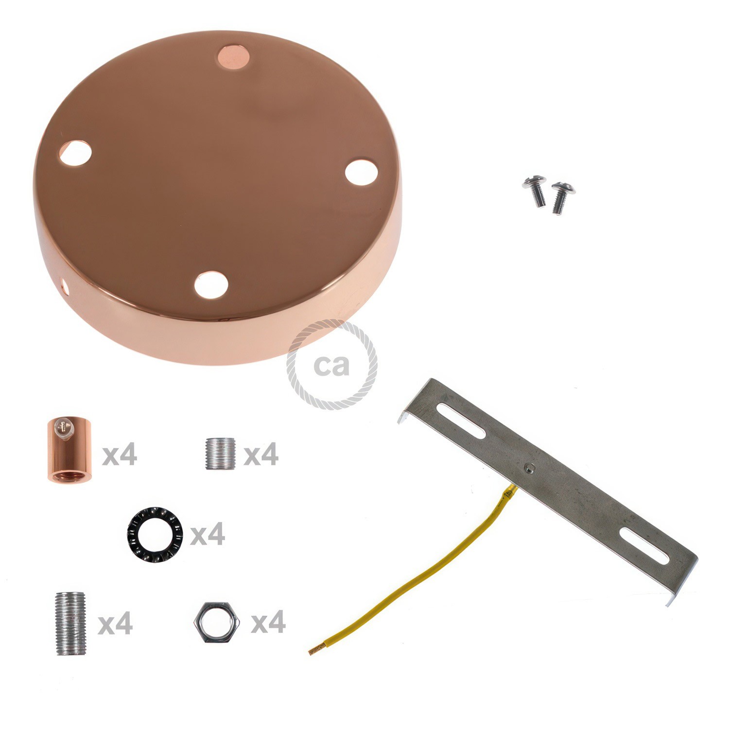 Kit rosone cilindrico in metallo a 4 fori