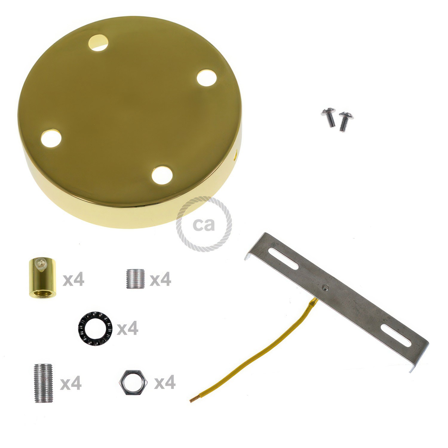 Kit rosace métallique cylindrique à 4 trous