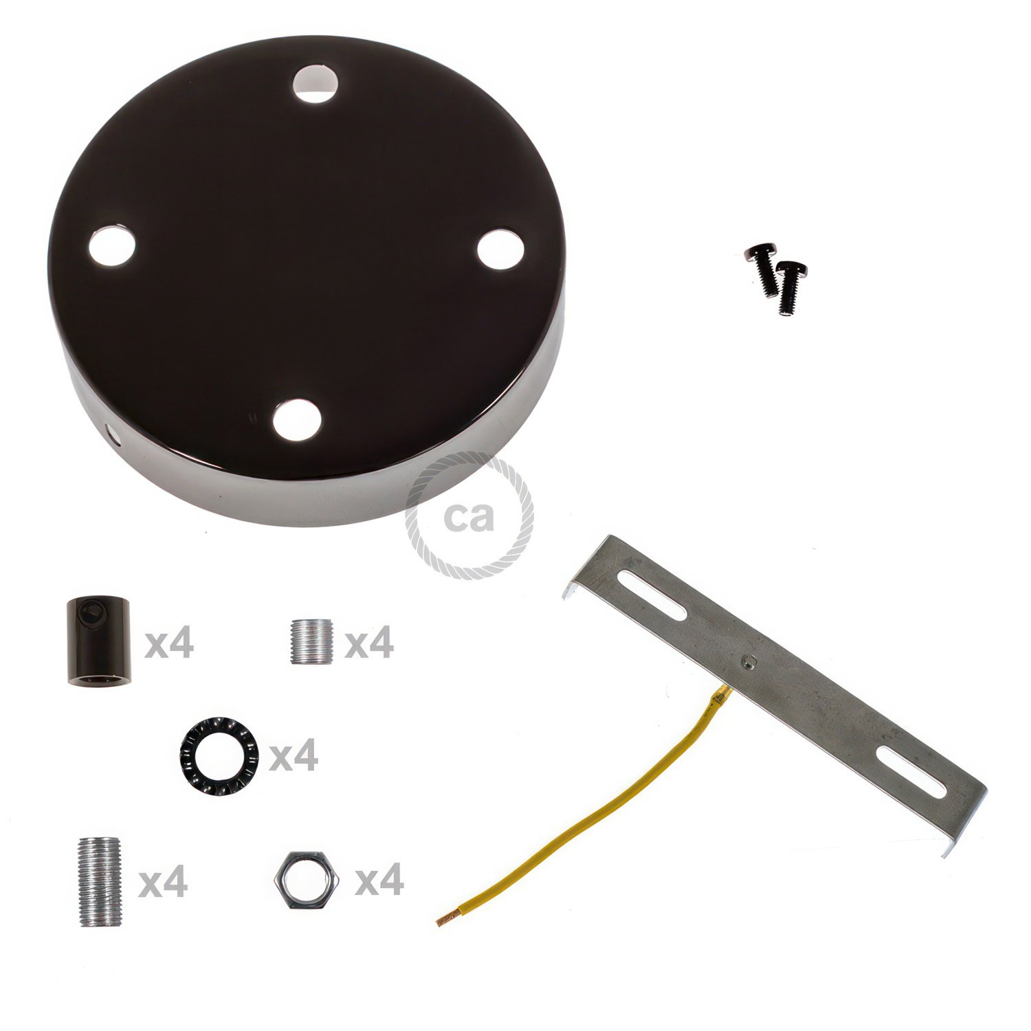 Kit rosace métallique cylindrique à 4 trous