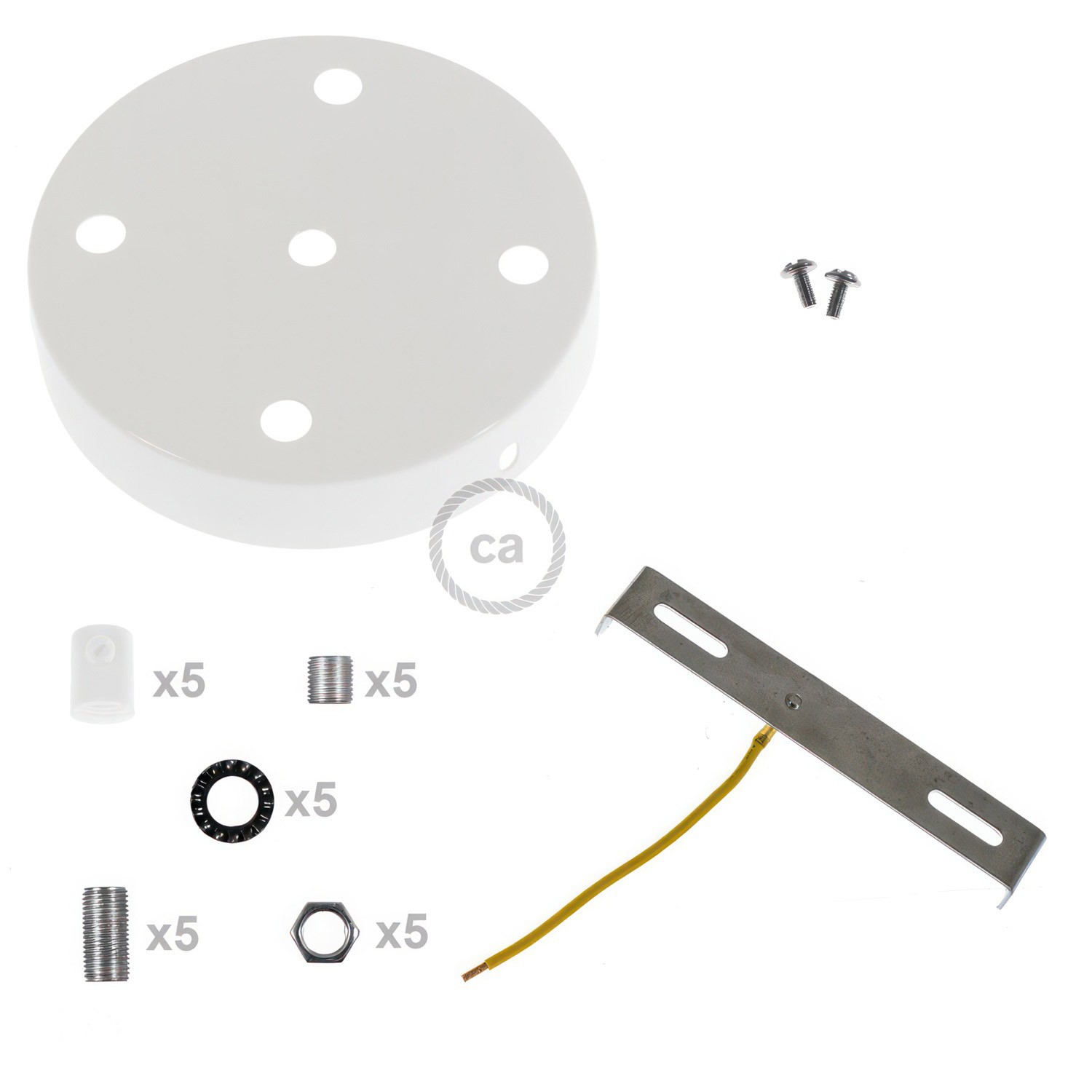 Kit rosace métallique cylindrique à 5 trous