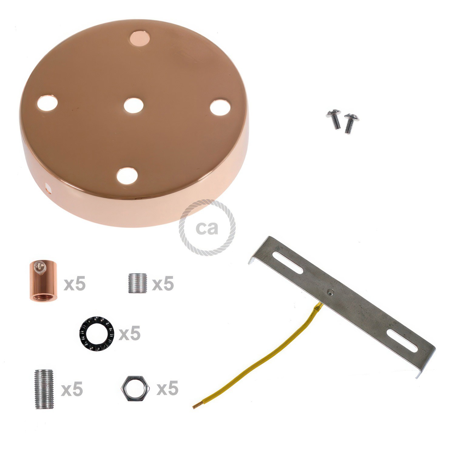 Kit rosace métallique cylindrique à 5 trous