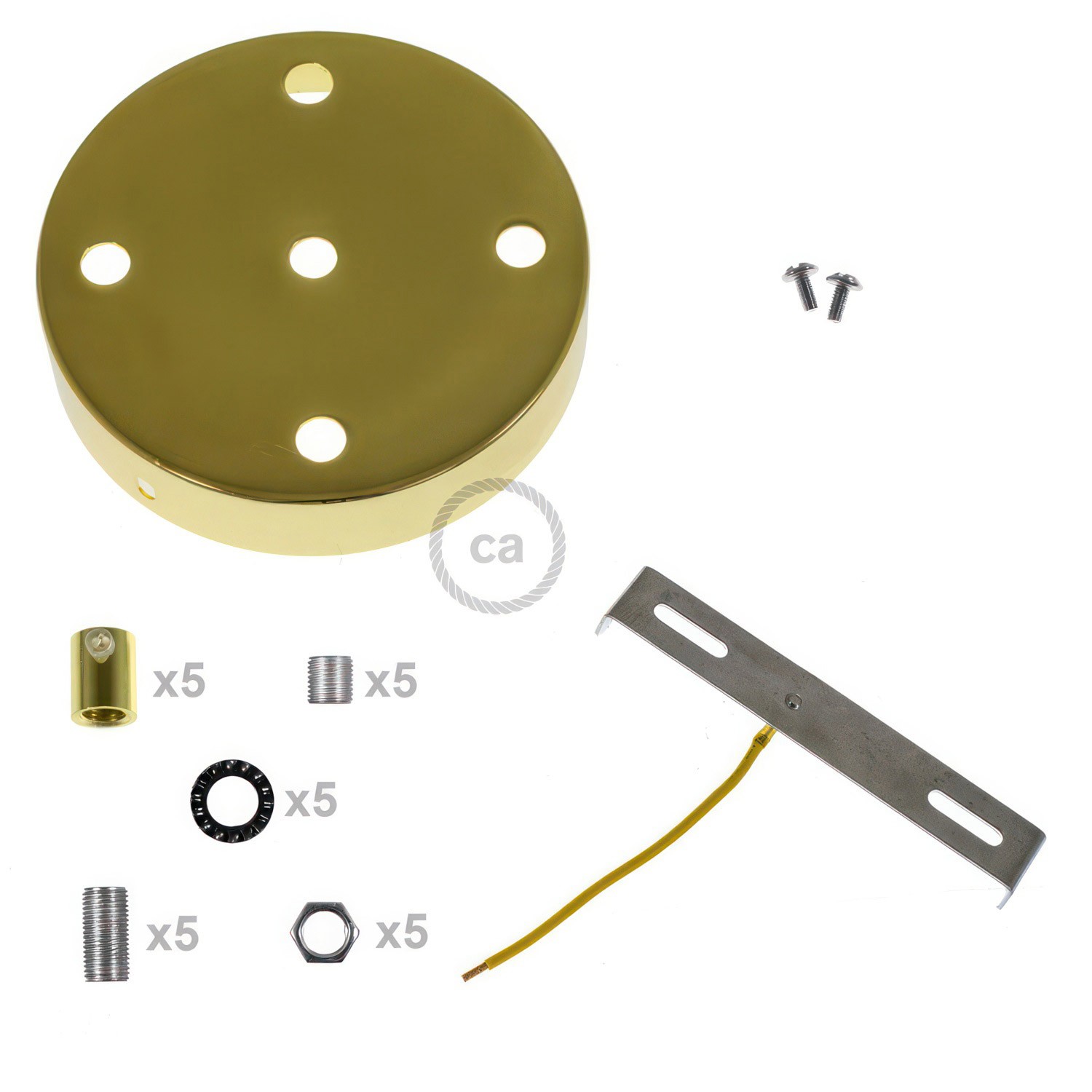 Kit rosace métallique cylindrique à 5 trous