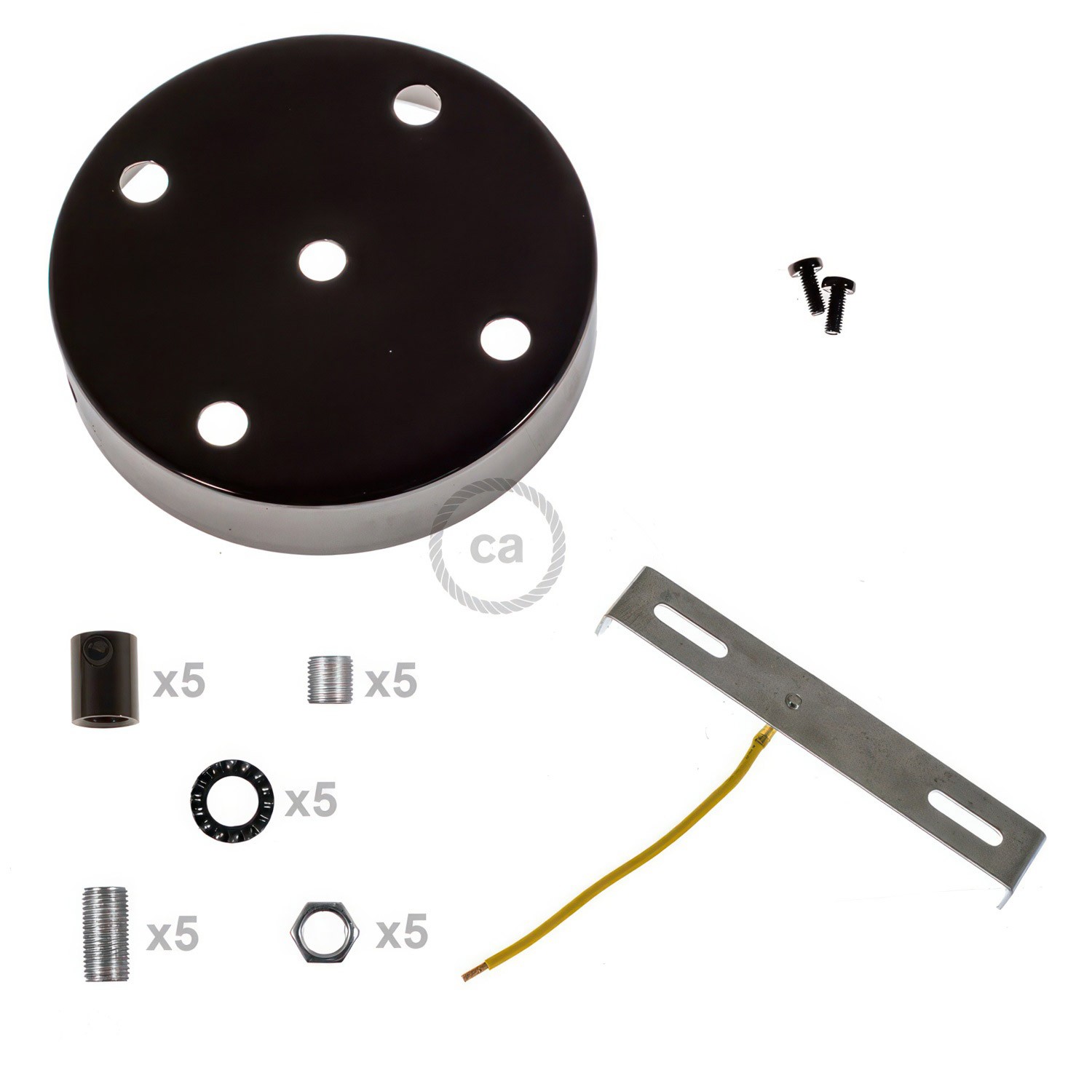 Kit rosone cilindrico in metallo a 5 fori