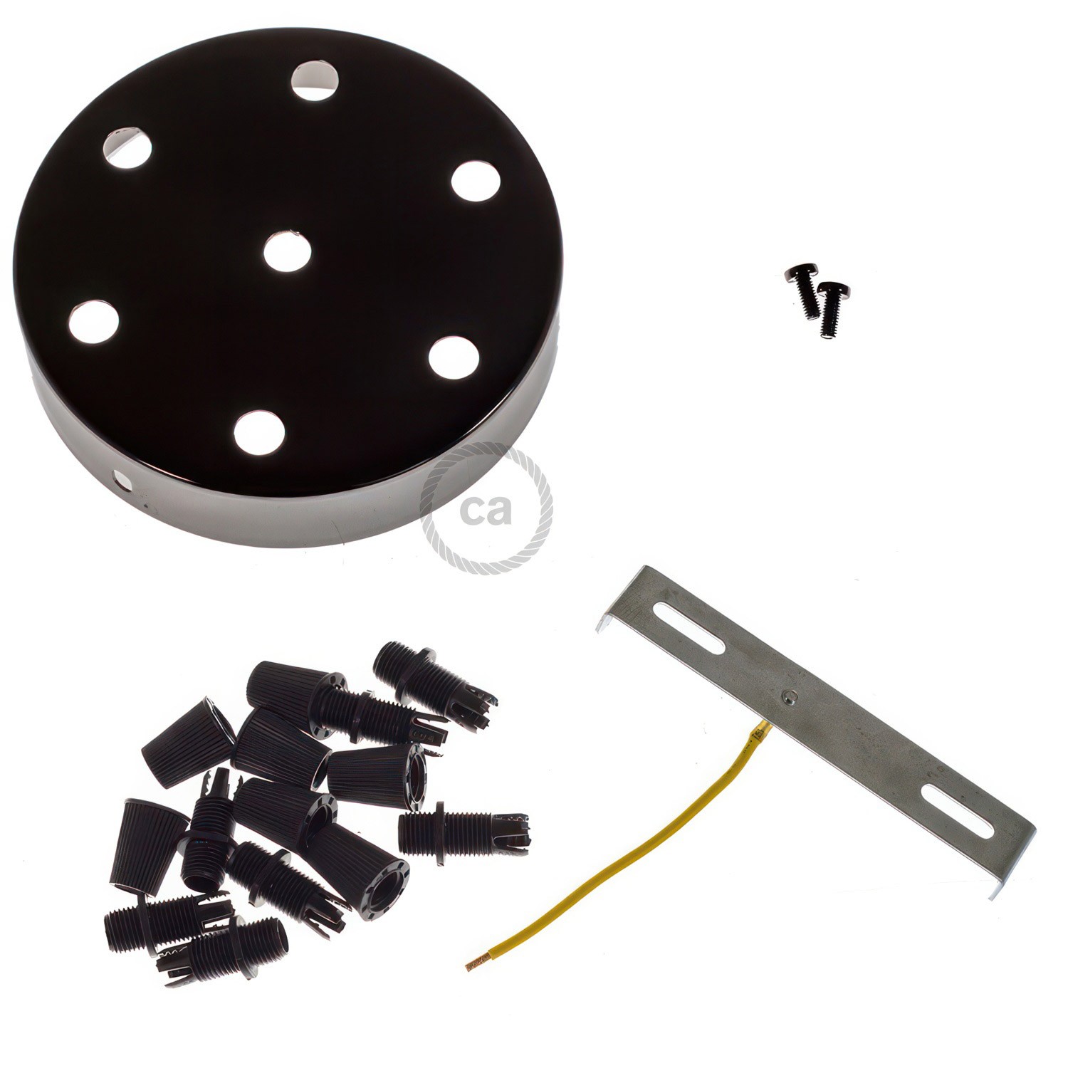 Kit rosone cilindrico in metallo a 7 fori