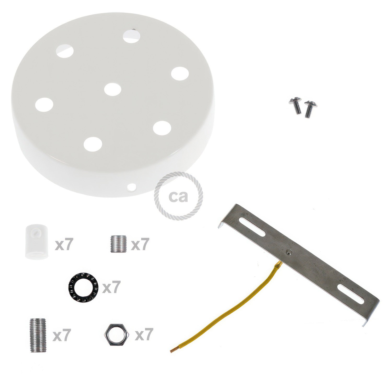 Kit rosace métallique cylindrique à 7 trous