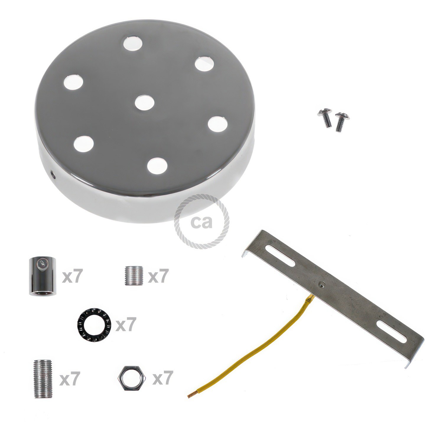 Kit rosace métallique cylindrique à 7 trous