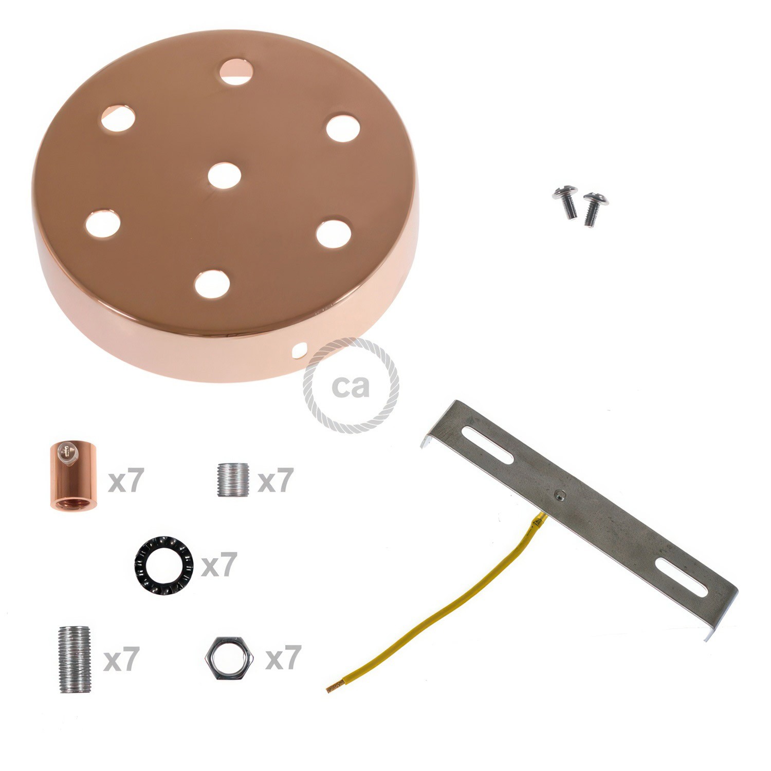 Kit rosace métallique cylindrique à 7 trous